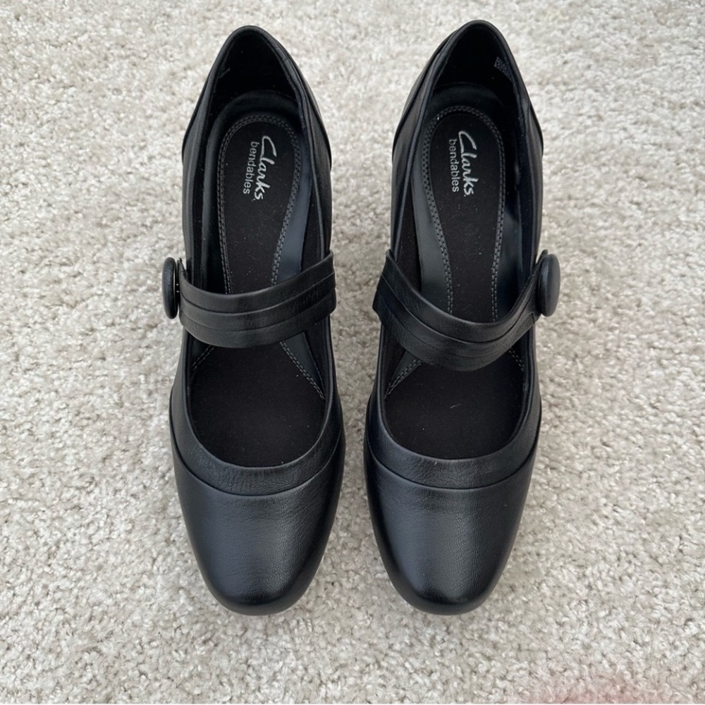 Clarks Bendables Brynn Mare Women's Black Leather Mary Jane Pumps 11W